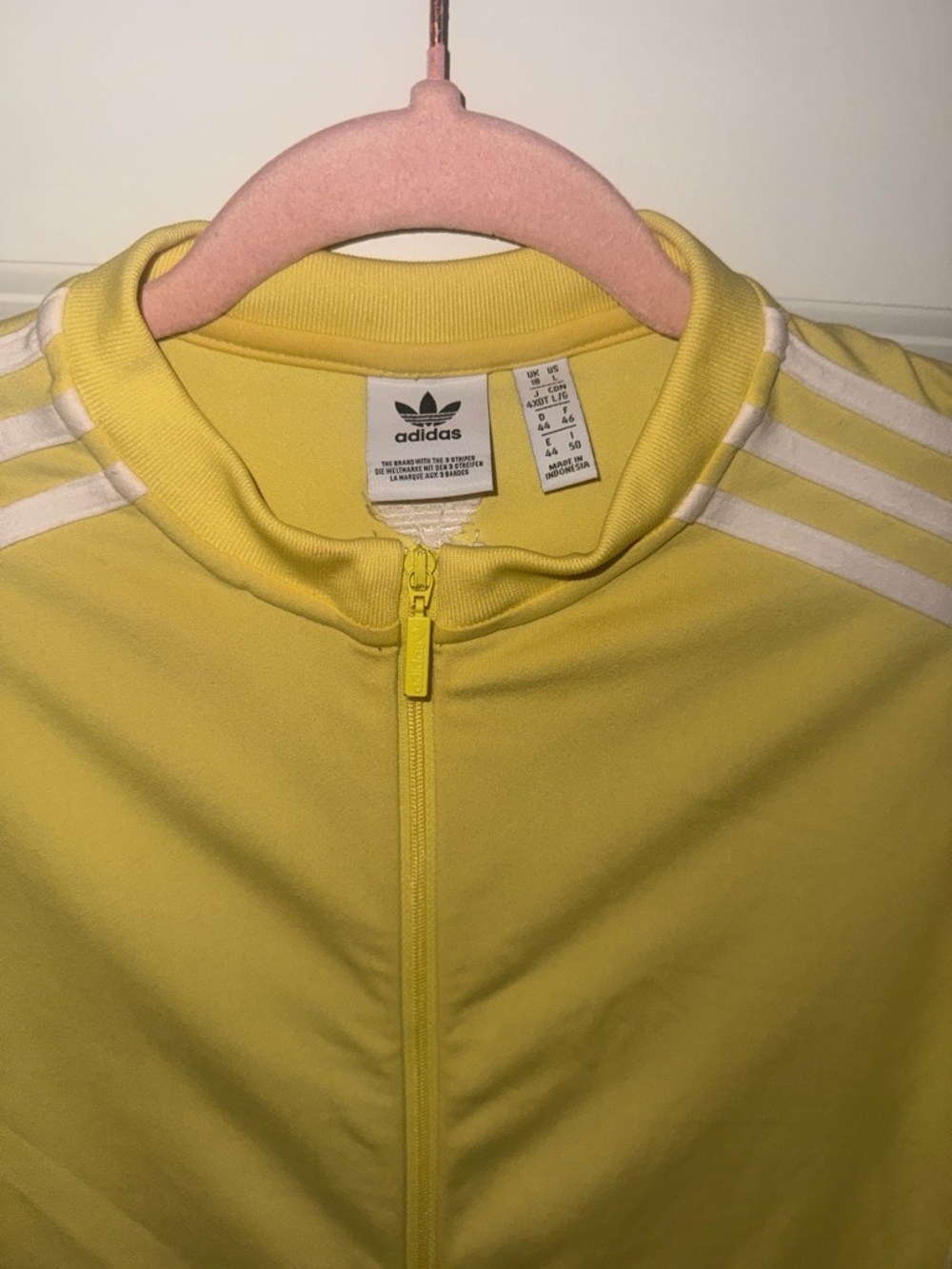 adidas Yellow women One-Piece Zip Jumpsuit with White Stripes - Picture 4 of 7